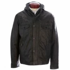 Top 10 ⌛ Roundtree & Yorke Big & Tall 🧥 Coated Leather Jacket With Knit Hood Grey 🔥