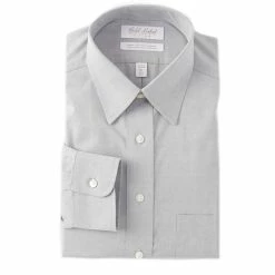 Deals 🔔 Gold Label Roundtree & Yorke Non-Iron Fitted Point Collar Pinpoint 👗 Dress 👕 Shirt Grey 👍