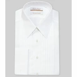 Outlet 🌟 Gold Label Roundtree & Yorke Non-Iron Full-Fit Point-Collar Solid Tuxedo 👗 Dress French Cuff 👕 Shirt White 🛒