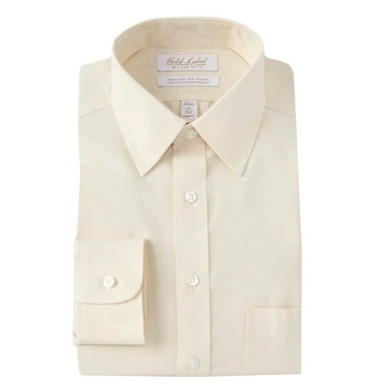 Best Sale π₯ Gold Label Roundtree & Yorke Non-Iron Slim Fit Point Collar Solid π Dress π Shirt Ivory π - Image 2