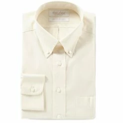 Wholesale ✔️ Gold Label Roundtree & Yorke Non-Iron Fitted Button-Down Collar Solid 👗 Dress 👚 Shirt Ivory 🛒