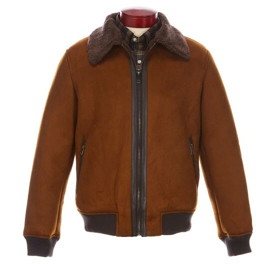 Best deal 💯 Roundtree & Yorke Faux Suede Contrast Bomber Jacket Cognac ✨