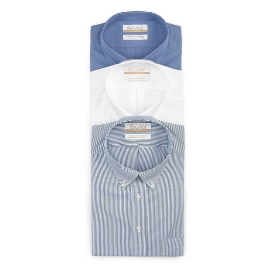 Best Pirce 🔔 Gold Label Roundtree & Yorke Non-Iron Full-Fit Button-Down Collar Solid 👗 Dress 👕 Shirt Blue 😍 - Image 7