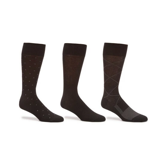 Cheapest 🎁 Gold Label Roundtree & Yorke Argyle Crew 👗 Dress 🧦 Socks 3-Pack Brown 🎁