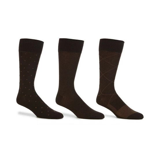 Cheapest 🎁 Gold Label Roundtree & Yorke Argyle Crew 👗 Dress 🧦 Socks 3-Pack Brown 🎁 - Image 2