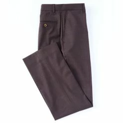 Best deal 🔔 Roundtree & Yorke TravelSmart Ultimate-Comfort Easy-Care Wool Blend Windowpane Flat-Front 👗 Dress Pants Brown 🔥