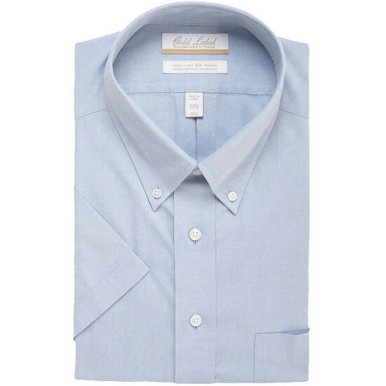 Best Pirce ๐ Gold Label Roundtree & Yorke Non-Iron Full-Fit Button-Down Collar Solid Short-Sleeve ๐ Dress ๐ Shirt Blue ๐