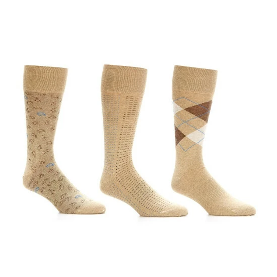 Best Pirce β Roundtree & Yorke Argyle Basic Assorted Crew π Dress 𧦠Socks 3-Pack Tan βοΈ - Image 3
