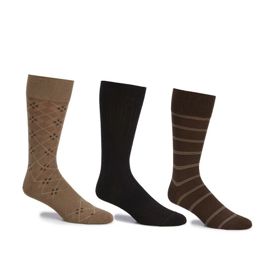 Brand new β Gold Label Roundtree & Yorke Assorted Argyle-Solid-Stripe Crew 𧦠Socks 3-Pack Assorted Pack β€οΈ