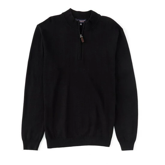 Best deal ๐ Roundtree & Yorke Long-Sleeve Solid Quarter-Zip Pullover Black ๐ฏ - Image 2