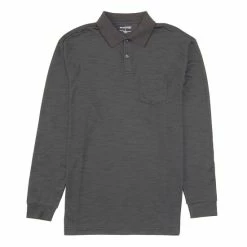 Deals 😀 Roundtree & Yorke TravelSmart Long-Sleeve Solid Polo 👕 Shirt Black 🤩