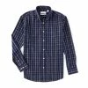 Outlet ⭐ Gold Label Roundtree & Yorke Long-Sleeve Windowpane Non Iron 👕 Shirt Deep Blue 🎉
