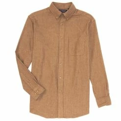 Best Pirce ✨ Roundtree & Yorke Long Sleeve Solid Portuguese Flannel 👚 Shirt Red 🛒