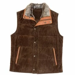 Coupon 🌟 Roundtree & Yorke Faux Fur Suede Vest Dark Brown 👏