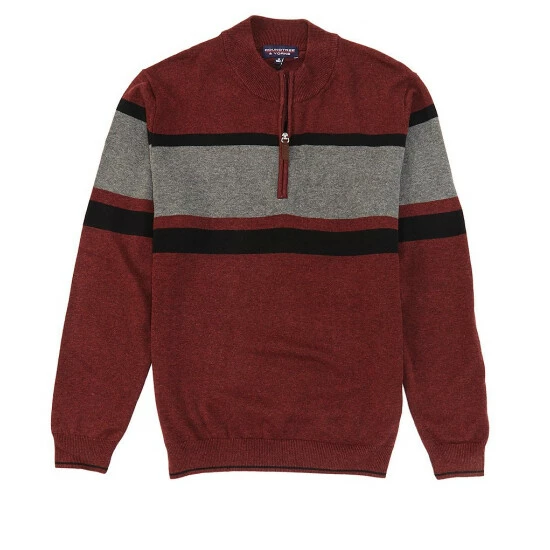 Wholesale ๐ Roundtree & Yorke Long-Sleeve Mock Neck Quarter-Zip Pullover Wine Heather ๐ - Image 4
