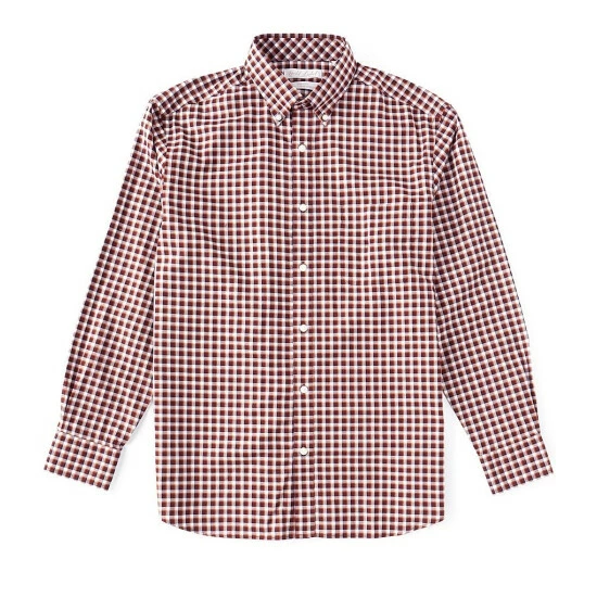 Cheapest 🌟 Gold Label Roundtree & Yorke Long-Sleeve Checked Sport 👚 Shirt Wine 🌟 - Image 3