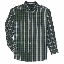 Top 10 🔥 Roundtree & Yorke Long Sleeve Tartan Plaid Button Down Collar 👕 Shirt Green ✔️