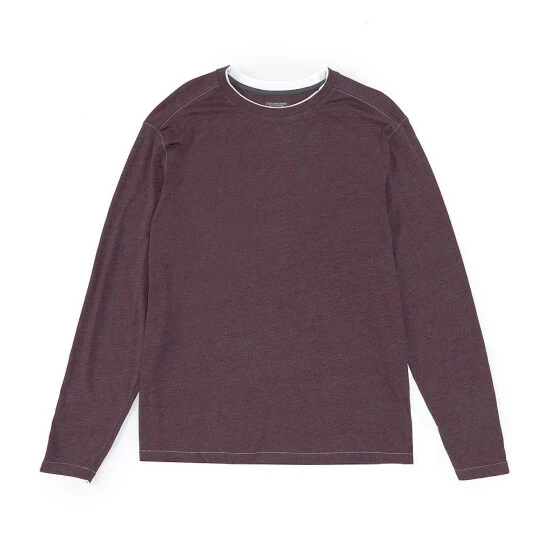 Discount ๐ฅ Roundtree & Yorke Soft Washed Long Sleeve Double Crew Neck Tee Charcoal Heather โค๏ธ