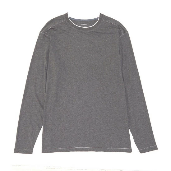 Discount ๐ฅ Roundtree & Yorke Soft Washed Long Sleeve Double Crew Neck Tee Charcoal Heather โค๏ธ - Image 4