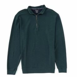 Budget ❤️ Roundtree & Yorke Long-Sleeve Quarter Zip Herringbone Pullover Black 👍