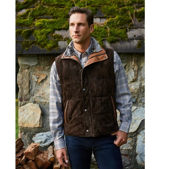 Wholesale ๐ฏ Roundtree & Yorke Big & Tall Faux Fur Suede Vest Dark Brown ๐ - Image 2