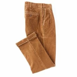 Promo ❤️ Roundtree & Yorke Pleated Front Corduroy Pants Dark Khaki ✔️